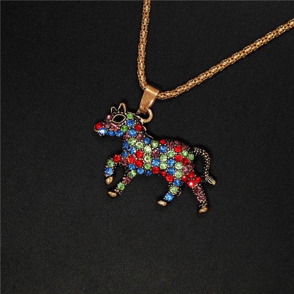 New Horse Pony‎ Crystal Rhinestone Pendant Necklace